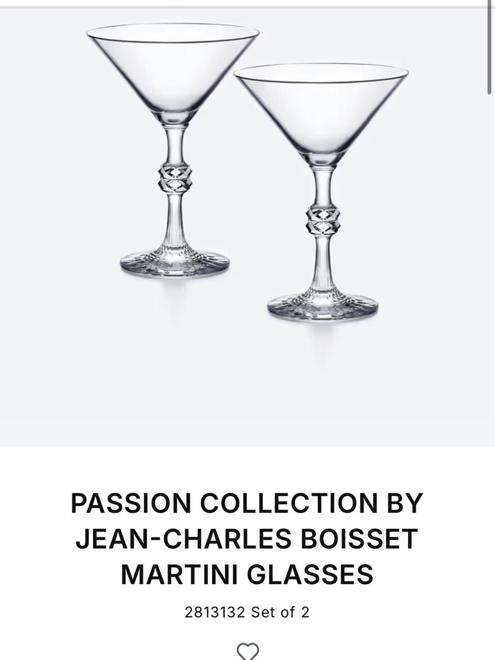 Baccarat Clear Crystal Martini Glasses - Set of 2